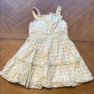 Janie and Jack Cream and Green Patterned Dress